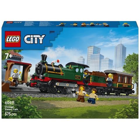 City 60511 Treno a Vapore Vintage, Giocattolo STEM con Stazione, Binari, Cabina di Comando e Segnale di Stop, Regalo 7+ - Foto 1