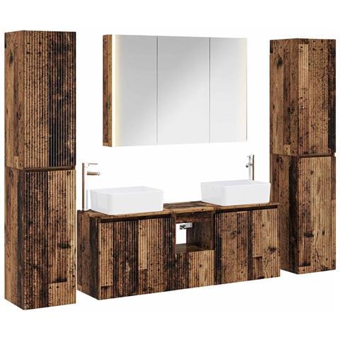 Set di mobili per il bagno 6 pcs Legno antico - Foto 1