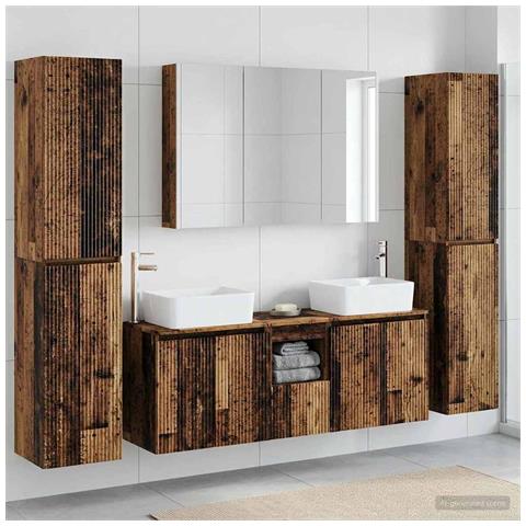 Set di mobili per il bagno 6 pcs Legno antico - Foto 2