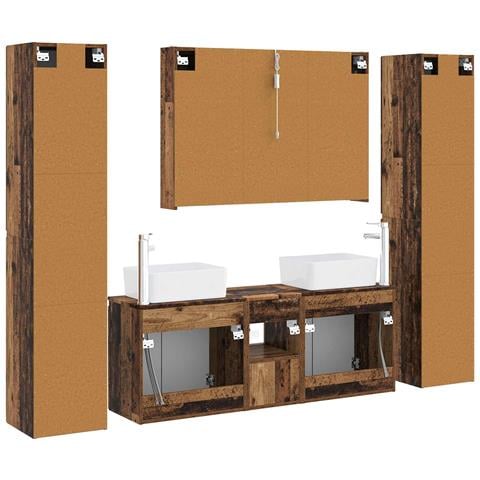 Set di mobili per il bagno 6 pcs Legno antico - Foto 9
