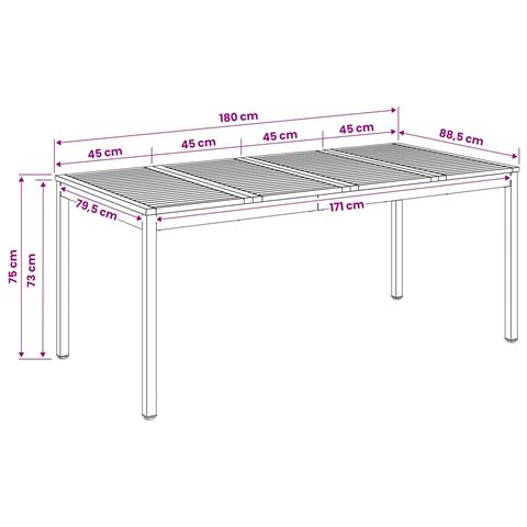Tavolo da cena da giardino Bianco 180 x 88,5 x 75 cm - Foto 9