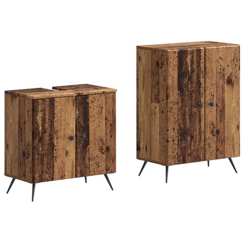 Set di Armadi da Bagno da 2 Pezzi BREDA Legno antico - Foto 1
