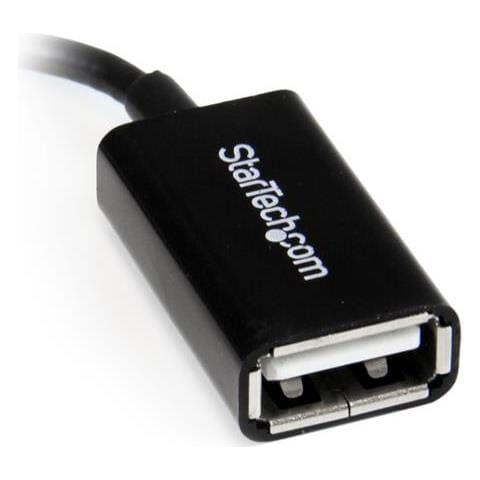 Cavo Adattatore micro USB a USB femmina angolato a destra OTG da viaggio - Connettore a 90 gradi da 12 cm M / F - Nero - Foto 2