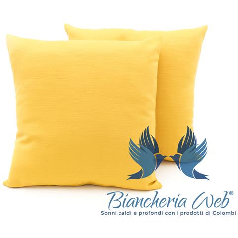 Coppia Cuscini Arredo Imbottiti Tessuto Ottoman In Tinta Unita Colore Giallo 04 60x60 Giallo 04 - Foto 1