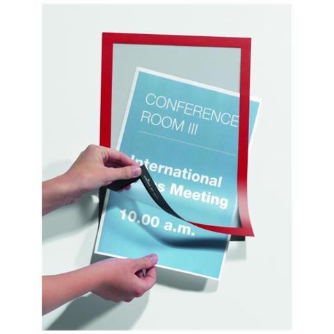 Duraframe A4 Big Pack Cornice A4 Adesiva Pannello Magnetico Rosso 10pz - Foto 1