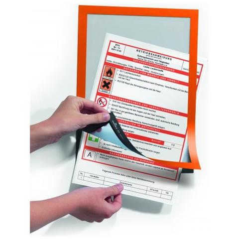 Duraframe A4 Big Pack Cornice A4 Adesiva Pannello Magnetico Arancio 10pz - Foto 1