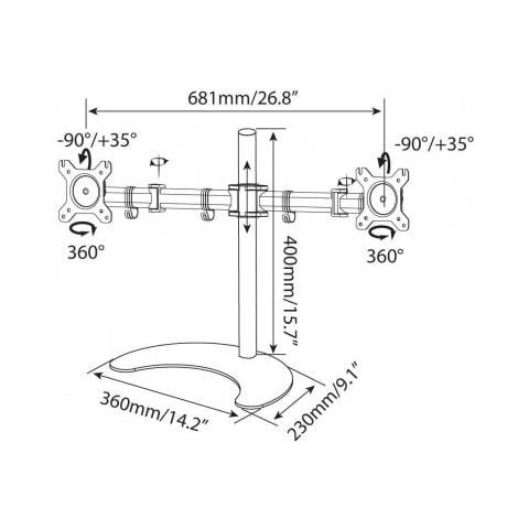 Supporto da Scrivania ICA-LCD 3410 per 2 Monitor 13'' - 27'' con Base con 2 Braccia Portata 8 kg per Braccio - Foto 2