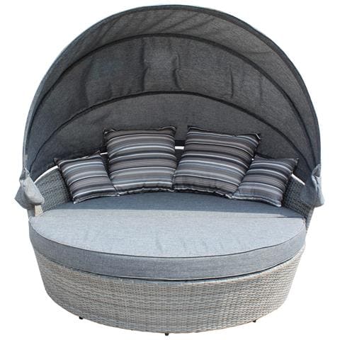 Mars - Divano Da Giardino Circolare Completo Di Cuscino Intreccio In Rattan Sintetico - Foto 1