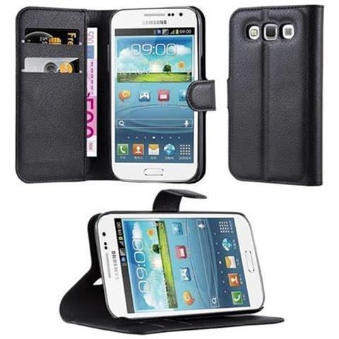 Custodia Compatibile Con Samsung Galaxy Win In Nero Carbone - Coperchio Protettiva Con Chiusura Magnetica, Funzione Stand E Tasca Per Le Carte - Foto 1