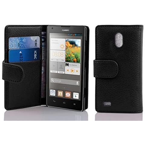 Custodia Compatibile Con Huawei Ascend G700 In Nero Ossido - Coperchio Protettivo In Ecopelle Testurizzata E Tasca Per Carte Di Credito - Foto 2