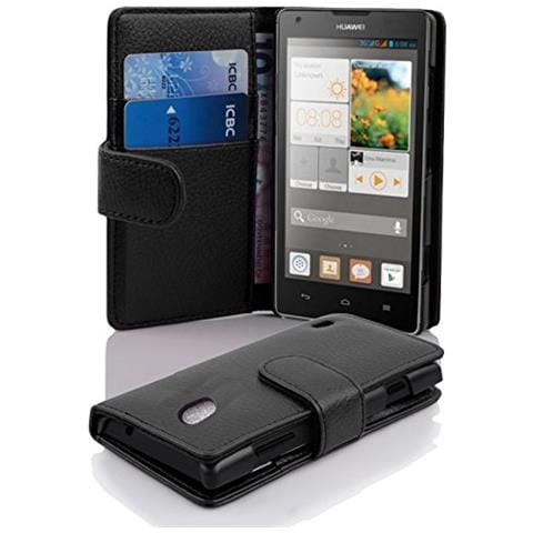 Custodia Compatibile Con Huawei Ascend G700 In Nero Ossido - Coperchio Protettivo In Ecopelle Testurizzata E Tasca Per Carte Di Credito - Foto 4