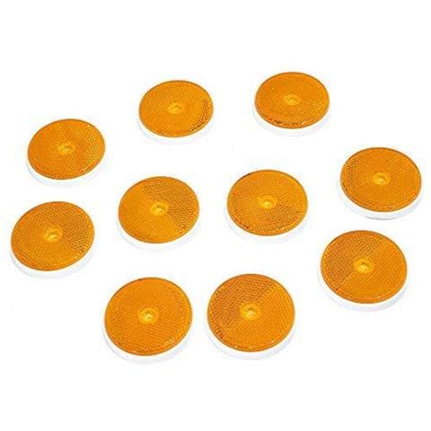 10 X Trailer Tondo Giallo Riflettori Riflettori Rotondi Per Cancello Messaggi Rotonda Posteriore Riflettori Vite Di Fissaggio Trailer Rotonda Riflettore Adatto Per Rv Trattore Stradale Porta Riflettori (giallo) - Foto 2