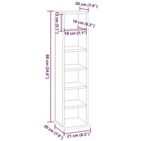 Mobile Porta CD Rovere Fumo 21x20x88 cm in Legno Multistrato - Foto 8