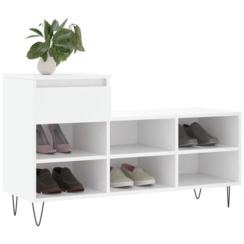 Scarpiera Bianca 102x36x60 Cm In Legno Multistrato - Foto 2