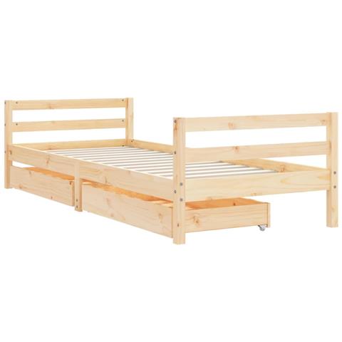 Giroletto Bambini Con Cassetti 80x200 Cm Legno Massello Di Pino - Foto 3