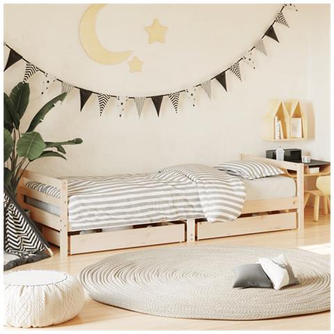 Giroletto Bambini Con Cassetti 80x200 Cm Legno Massello Di Pino - Foto 1