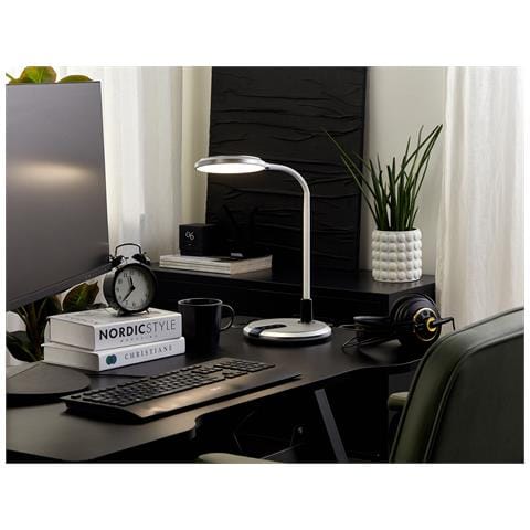 Lampada Da Scrivania A Led Columba Regolabile Metallo Bianco/ Argento - Foto 1