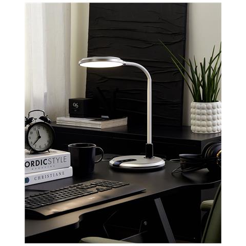 Lampada Da Scrivania A Led Columba Regolabile Metallo Bianco/ Argento - Foto 6