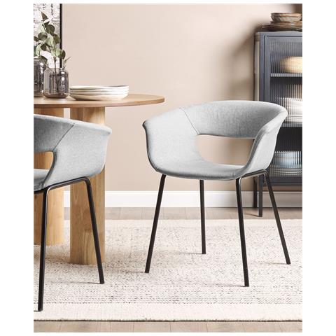 Set Di 2 Sedie Da Pranzo Tessuto Grigio Elma - Foto 1