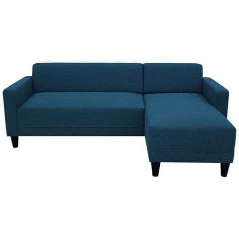 Divano Angolare Fisso Bob A 4 Posti - Tessuto Navy - Reversibile - 197 X 117 X 65 Cm - Foto 1