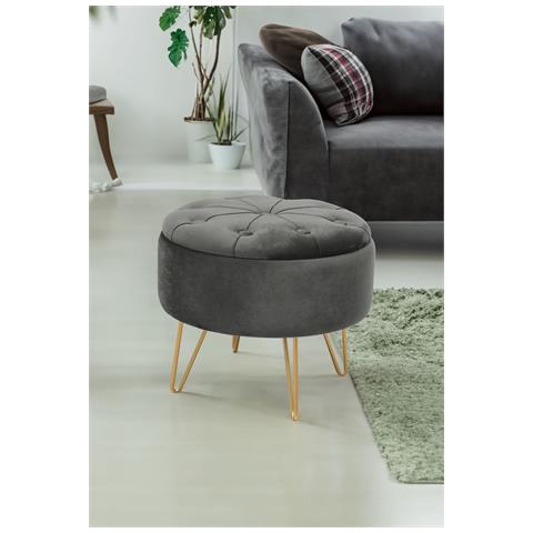 Pouf rotonda in velluto CARO, Colore Grigio Grafite - Foto 5