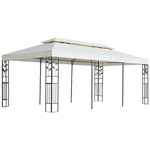 Gazebo Con Tetto Doppio Bianco 6x3 M In Acciaio - Foto 1