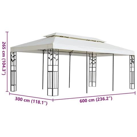 Gazebo Con Tetto Doppio Bianco 6x3 M In Acciaio - Foto 6