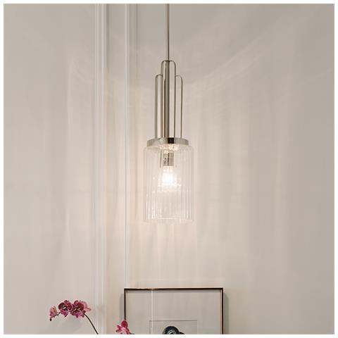 Sospensione Contemporanea Kimrose Acciaio Nichel Lucido Vetro 1 Luce E27 - Foto 2