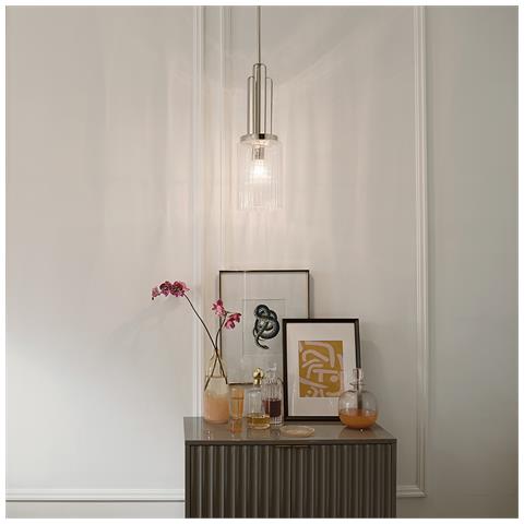 Sospensione Contemporanea Kimrose Acciaio Nichel Lucido Vetro 1 Luce E27 - Foto 7