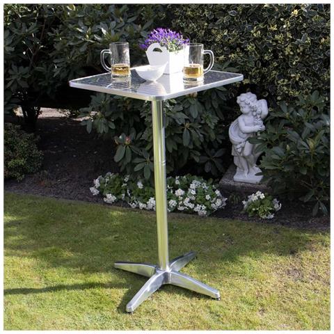 Tavolino Bar Bistrot Alto In Alluminio Quadrato 60x60x110cm Tavolo Da Giardino - Foto 2