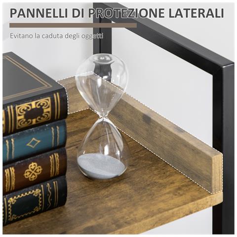 Libreria Stile Industriale A 5 Ripiani In Legno E Metallo, 48x30x155cm, Marrone Rustico - Foto 2