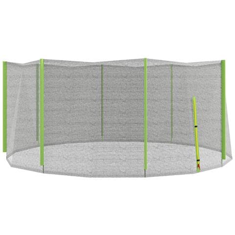 Rete Di Protezione Per Trampolini A 8 Pali Con Ingresso Con Cerniera, In Pe, Ø366x180 Cm, Nero E Verde - Foto 1