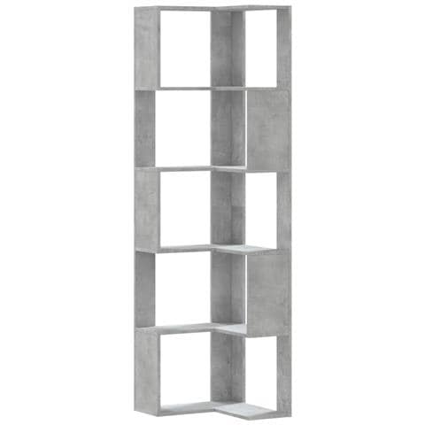 Libreria Angolare 5ripiani Grigio Cemento 50x50x179 Cm Legno - Foto 2