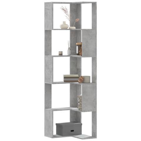 Libreria Angolare 5ripiani Grigio Cemento 50x50x179 Cm Legno - Foto 1