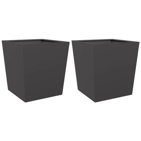 Fioriere da Giardino 2 pz Nere 50x50x50 cm in Acciaio - Foto 1