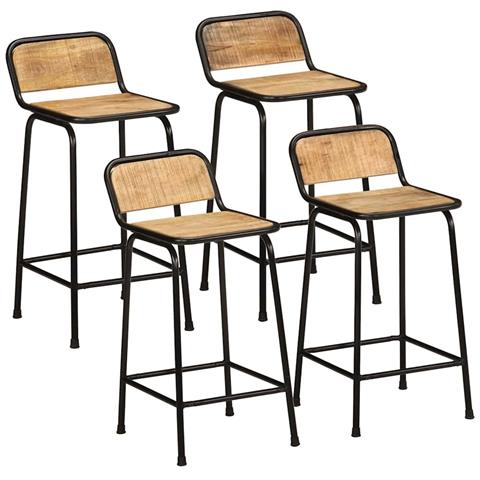 Sgabelli da Bar 4 pz 46x35,5x80 cm Legno Massello Grezzo Mango - Foto 1