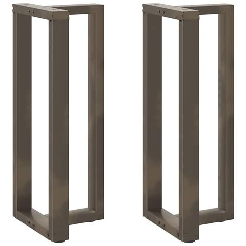 Gambe Tavolo Bar A T 2 Pz Naturale 50x35x(100-101) Cm Acciaio - Foto 1