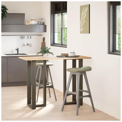 Gambe Tavolo Bar A T 2 Pz Naturale 50x35x(100-101) Cm Acciaio - Foto 2