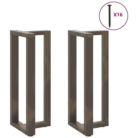 Gambe Tavolo Bar A T 2 Pz Naturale 50x35x(100-101) Cm Acciaio - Foto 3