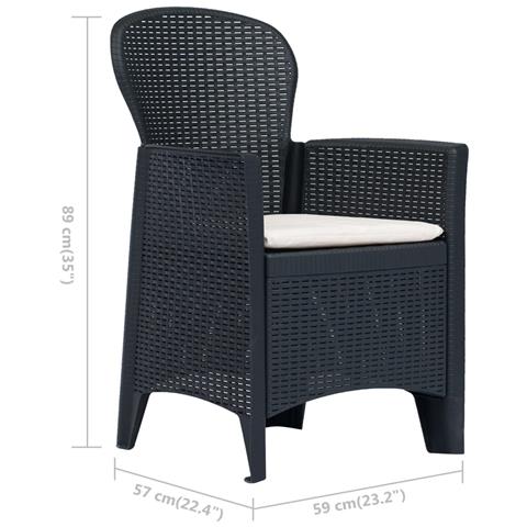 Lusso Casadino - Sedie Da Giardino 2 Pz Cuscino Antracite Plastica Stile Rattan - Foto 7
