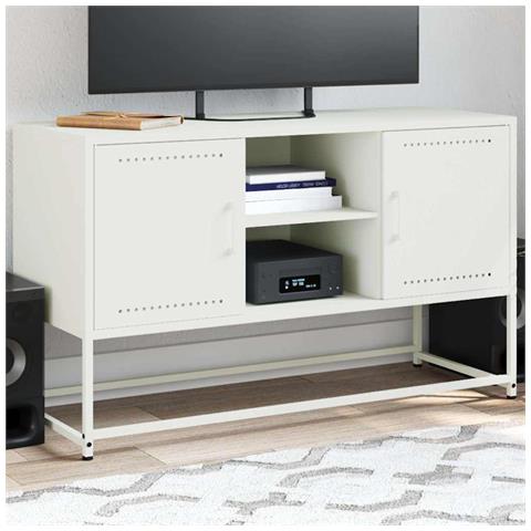 Lusso Casadino -  Mobile Tv Bianco 100,5x39x60,5 Cm In Acciaio - Foto 8