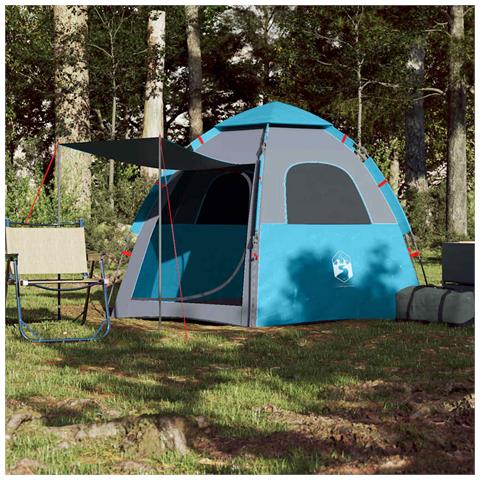 Tenda da Campeggio Cabina 4 Persone Blu a Rilascio Rapido - Foto 2
