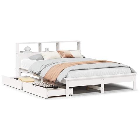 Letto Libreria senza Materasso Bianco 135x190 cm Legno di Pino - Foto 1