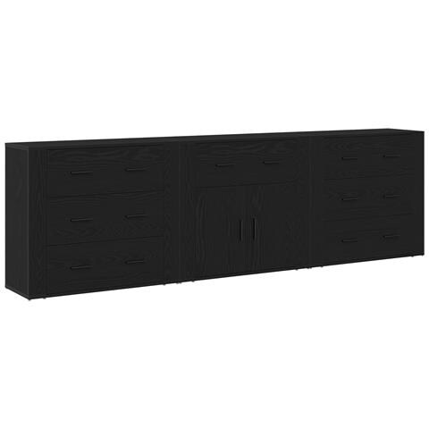 Sideboards 3 pz Rovere Nero Legno Ingegnerizzato - Foto 1