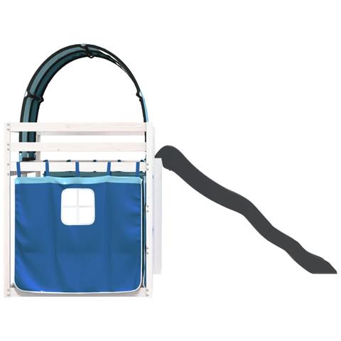 Letto a Castello con Scivolo e Tende Blu 90x200 cm - Foto 9