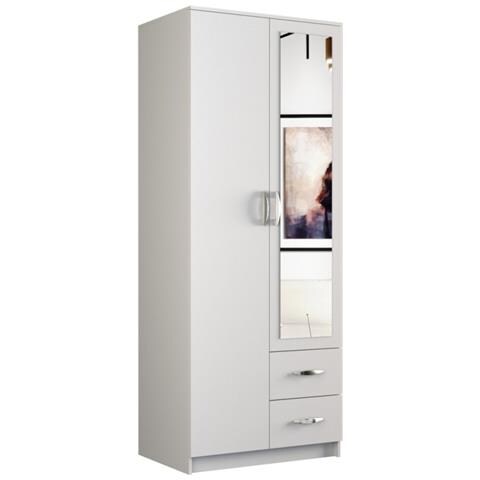 ROMANA 80 BIEL L armadio /guardaroba per camera da letto 5 ripiani 2 porta /porte Bianco - Foto 1