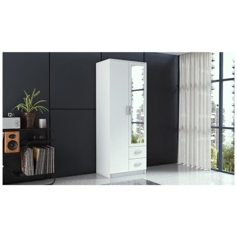 ROMANA 80 BIEL L armadio /guardaroba per camera da letto 5 ripiani 2 porta /porte Bianco - Foto 2