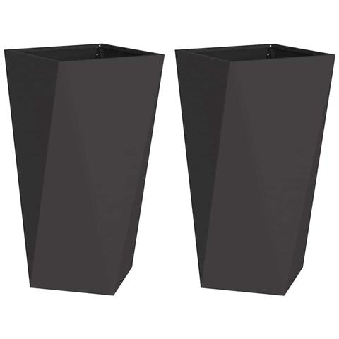 Fioriera 2 pcs Nero 40 x 40 x 75 cm Acciaio - Foto 1