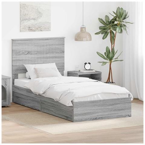 Letto con Contenitore con testiera Grigio Sonoma 90 x 190 cm - Foto 2