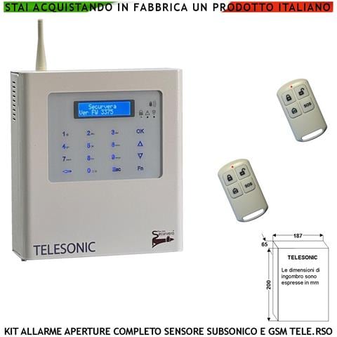 Allarme Sistema Telesonic Kit Completo Sensore Subsonico Gsm Telesoccorso Apricancello App Andoid 2 Radiocomandi Predi - Foto 1